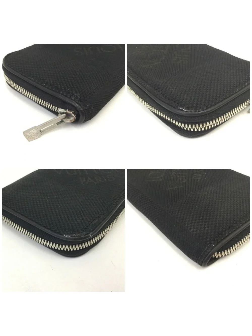 Louis Vuitton Damier Geant Portefeuille Longippe Zip Around Wallet Black